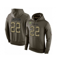 Football Los Angeles Chargers #22 Justin Jackson Green Salute To Service Men's Pullover Hoodie