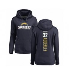 Football Women's Los Angeles Chargers #32 Nasir Adderley Navy Blue Backer Pullover Hoodie