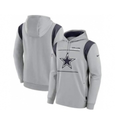 Men's Dallas Cowboys 2021 Gray Sideline Logo Performance Pullover Hoodie