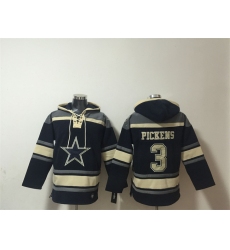 Men's Dallas Cowboys #3 George pickens Navy Ageless Must-Have Lace-Up Pullover Hoodie