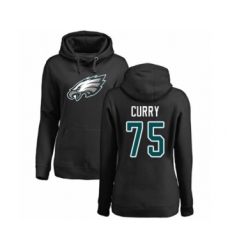 Women's Philadelphia Eagles #75 Vinny Curry Black Name & Number Logo Pullover Hoodie