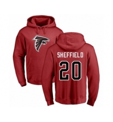 Football Atlanta Falcons #20 Kendall Sheffield Red Name & Number Logo Pullover Hoodie