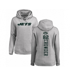 Football Women's New York Jets #82 Jamison Crowder Ash Backer Pullover Hoodie