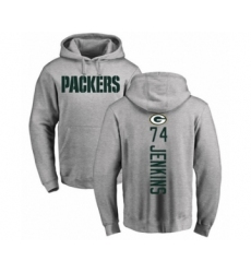 Football Green Bay Packers #74 Elgton Jenkins Ash Backer Hoodie