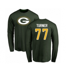 Football Green Bay Packers #77 Billy Turner Green Name & Number Logo Long Sleeve T-Shirt