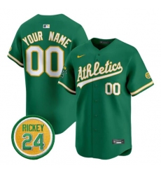 Men's Oakland Athletics Active Player Custom Green Rickey Henderson Patch Vapor Premier Limited Stitched Baseball Jersey