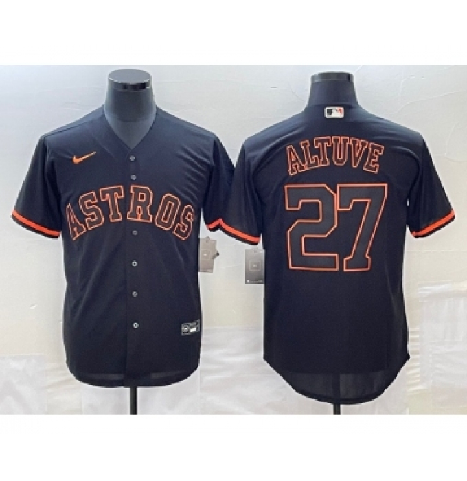 Men's Houston Astros #27 Jose Altuve Lights Out Black Fashion Stitched MLB Cool Base Nike Jersey