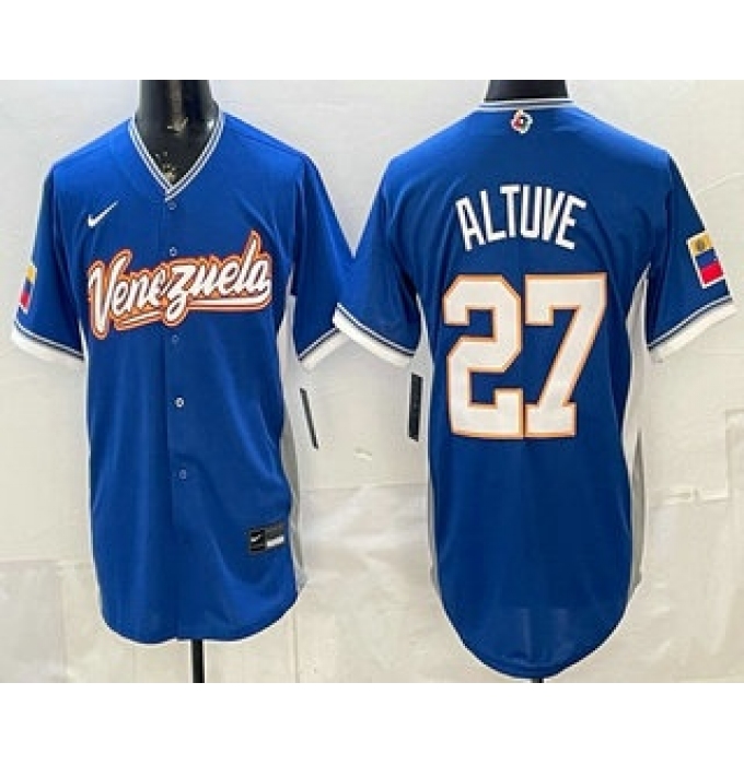 Men's Venezuela #27 Jose Altuve Blue 2026 World Baseball Classic Cool Base Jersey