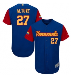Men's Venezuela Baseball Majestic #27 Jose Altuve Royal Blue 2017 World Baseball Classic Authentic Team Jersey