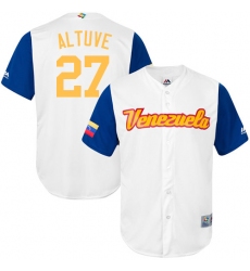 Men's Venezuela Baseball Majestic #27 Jose Altuve White 2017 World Baseball Classic Replica Team Jersey