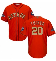 Men's Majestic Houston Astros #20 Preston Tucker Replica Orange Alternate 2018 Gold Program Cool Base MLB Jersey