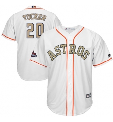Men's Majestic Houston Astros #20 Preston Tucker Replica White 2018 Gold Program Cool Base MLB Jersey