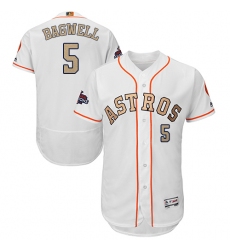 Men's Majestic Houston Astros #5 Jeff Bagwell White 2018 Gold Program Flex Base Authentic Collection MLB Jersey