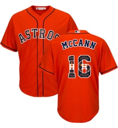 Men's Majestic Houston Astros #16 Brian McCann Authentic Orange Team Logo Fashion Cool Base MLB Jersey