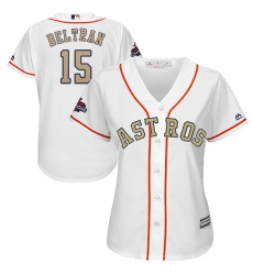 Women's Majestic Houston Astros #15 Carlos Beltran Authentic White 2018 Gold Program Cool Base MLB Jersey