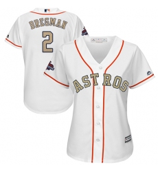 Women's Majestic Houston Astros #2 Alex Bregman Authentic White 2018 Gold Program Cool Base MLB Jersey