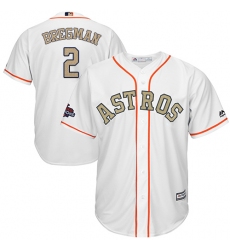 Youth Majestic Houston Astros #2 Alex Bregman Authentic White 2018 Gold Program Cool Base MLB Jersey