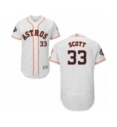 Men's Houston Astros #33 Mike Scott White Home Flex Base Authentic Collection 2019 World Series Bound Baseball Jersey