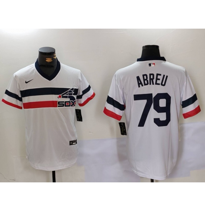 Men's Chicago White Sox #79 Jose Abreu White NEW Throwback Cool Base Nike Jersey