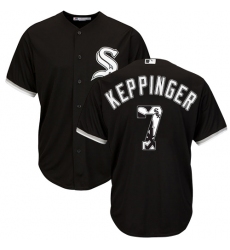 Men's Majestic Chicago White Sox #7 Jeff Keppinger Authentic Black Team Logo Fashion Cool Base MLB Jersey