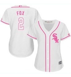Women's Majestic Chicago White Sox #2 Nellie Fox Authentic White Fashion Cool Base MLB Jersey