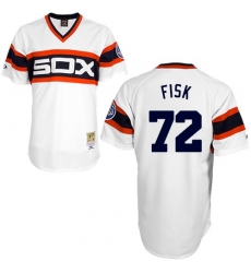 Men's Mitchell and Ness 1985 Chicago White Sox #72 Carlton Fisk Replica White Throwback MLB Jersey