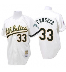 Men's Mitchell and Ness Oakland Athletics #33 Jose Canseco Authentic White Throwback MLB Jersey