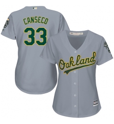 Women's Majestic Oakland Athletics #33 Jose Canseco Replica Grey Road Cool Base MLB Jersey