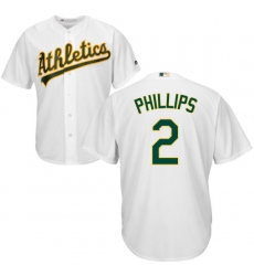 Youth Majestic Oakland Athletics #2 Tony Phillips Authentic White Home Cool Base MLB Jersey