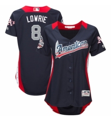 Women's Majestic Oakland Athletics #8 Jed Lowrie Game Navy Blue American League 2018 MLB All-Star MLB Jersey