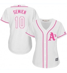 Women's Majestic Oakland Athletics #10 Marcus Semien Authentic White Fashion Cool Base MLB Jersey