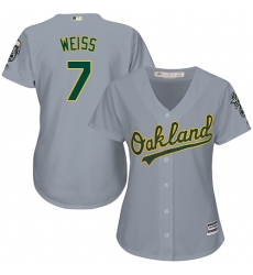 Women's Majestic Oakland Athletics #7 Walt Weiss Replica Grey Road Cool Base MLB Jersey