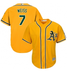 Youth Majestic Oakland Athletics #7 Walt Weiss Authentic Gold Alternate 2 Cool Base MLB Jersey