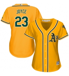 Women's Majestic Oakland Athletics #23 Matt Joyce Authentic Gold Alternate 2 Cool Base MLB Jersey
