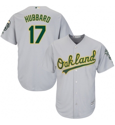 Men's Majestic Oakland Athletics #17 Glenn Hubbard Replica Grey Road Cool Base MLB Jersey