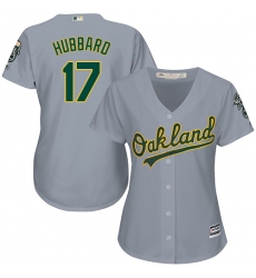 Women's Majestic Oakland Athletics #17 Glenn Hubbard Authentic Grey Road Cool Base MLB Jersey