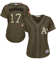 Women's Majestic Oakland Athletics #17 Glenn Hubbard Replica Green Salute to Service MLB Jersey