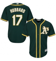 Youth Majestic Oakland Athletics #17 Glenn Hubbard Authentic Green Alternate 1 Cool Base MLB Jersey