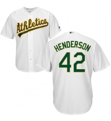 Youth Majestic Oakland Athletics #42 Dave Henderson Authentic White Home Cool Base MLB Jersey