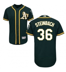 Men's Majestic Oakland Athletics #36 Terry Steinbach Green Alternate Flex Base Authentic Collection MLB Jersey