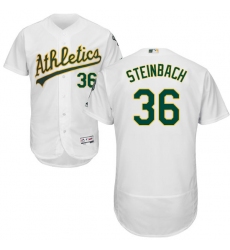 Men's Majestic Oakland Athletics #36 Terry Steinbach White Home Flex Base Authentic Collection MLB Jersey