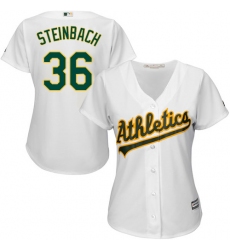 Women's Majestic Oakland Athletics #36 Terry Steinbach Replica White Home Cool Base MLB Jersey