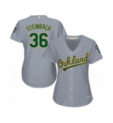 Women's Oakland Athletics #36 Terry Steinbach Authentic Grey Road Cool Base Baseball Jersey
