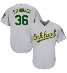 Youth Majestic Oakland Athletics #36 Terry Steinbach Replica Grey Road Cool Base MLB Jersey