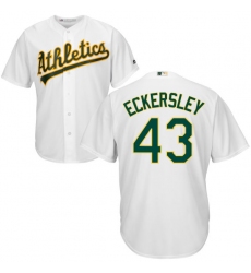 Youth Majestic Oakland Athletics #43 Dennis Eckersley Authentic White Home Cool Base MLB Jersey