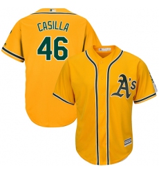 Youth Majestic Oakland Athletics #46 Santiago Casilla Replica Gold Alternate 2 Cool Base MLB Jersey