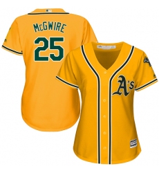 Women's Majestic Oakland Athletics #25 Mark McGwire Authentic Gold Alternate 2 Cool Base MLB Jersey