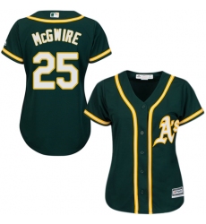 Women's Majestic Oakland Athletics #25 Mark McGwire Authentic Green Alternate 1 Cool Base MLB Jersey