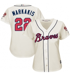 Women's Majestic Atlanta Braves #22 Nick Markakis Authentic Cream Alternate 2 Cool Base MLB Jersey