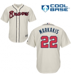 Youth Majestic Atlanta Braves #22 Nick Markakis Authentic Cream Alternate 2 Cool Base MLB Jersey